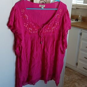 One world pink top 2x
